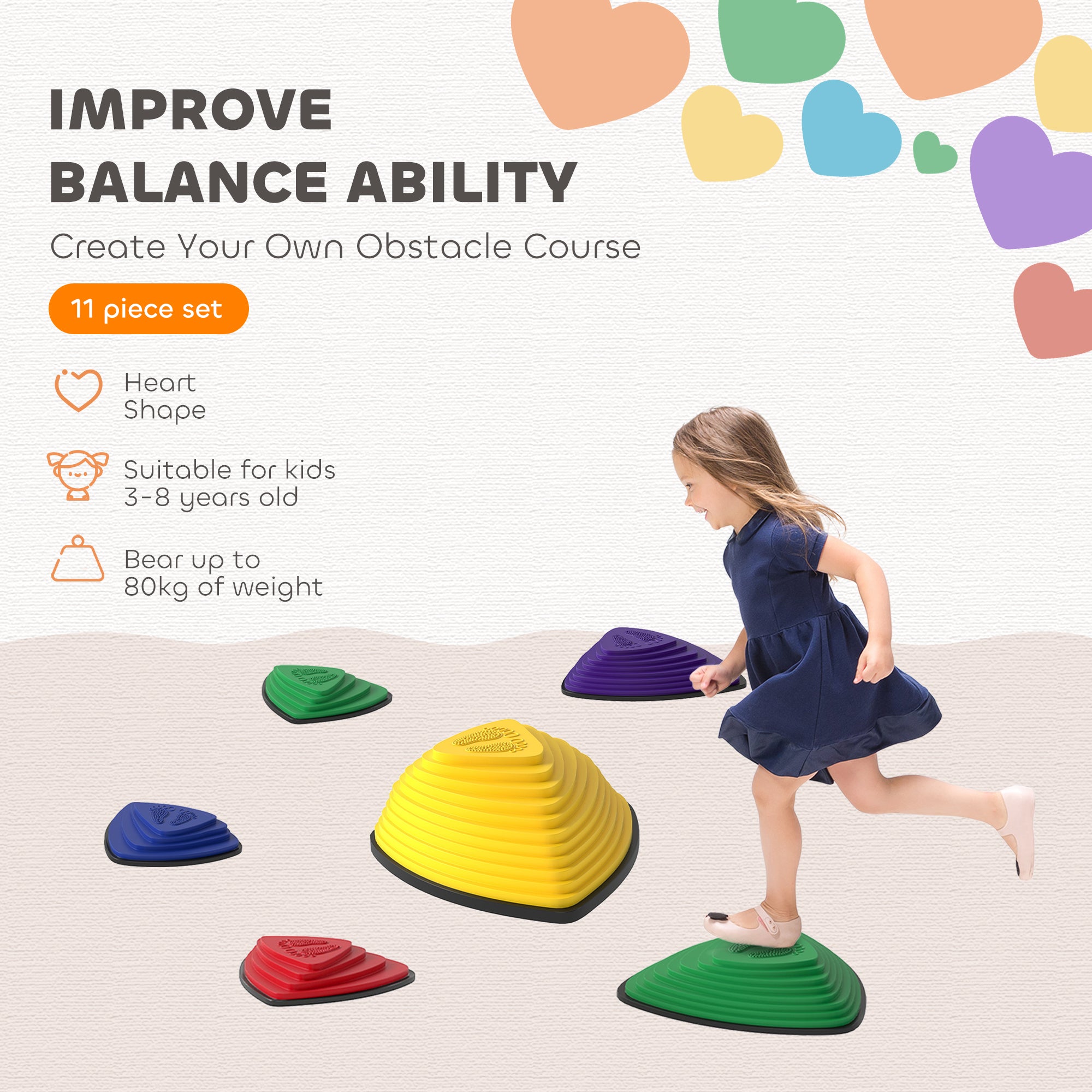 AIYAPLAY 6-Piece Stepping Stones for Kids, Stackable Sensory Toys Outdoor Indoor, Obstacle Course for Balance and Motor Skills AIYAPLAY 6-Piece Stepping Stones for Kids, Stackable Sensory Toys Outdoor Indoor, Obstacle Course for Balance and Motor Skills