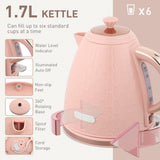 Elegant HOMCOM 1.7L 3000W Fast Boil Kettle & 2 Slice Toaster Set, Kettle and Toaster Set with Auto Shut Off, Browning Controls, Light Pink Elegant HOMCOM 1.7L 3000W Fast Boil Kettle & 2 Slice Toaster Set, Kettle and Toaster Set with Auto Shut Off, Browning Controls, Light Pink