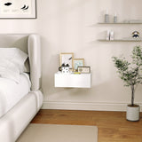 Elegant HOMCOM Floating Bedside Table, Wall-Mounted Nightstand with Spacious Storage Drawer, Small Side End Table for Bedroom, White Elegant HOMCOM Floating Bedside Table, Wall-Mounted Nightstand with Spacious Storage Drawer, Small Side End Table for Bedroom, White