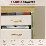 Elegant HOMCOM Chest of Five Fabric Drawers - Beige Elegant HOMCOM Chest of Five Fabric Drawers - Beige