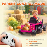 AIYAPLAY 12V Ride on Tractor and Trailer with Remote Control, Music, Shifter, Start-Up Sound, for Kids Ages 3-8 Years, Pink AIYAPLAY 12V Ride on Tractor and Trailer with Remote Control, Music, Shifter, Start-Up Sound, for Kids Ages 3-8 Years, Pink