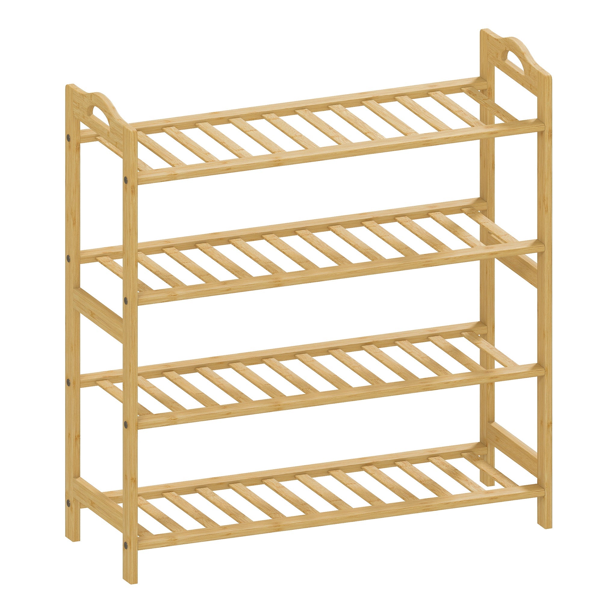 Elegant HOMCOM Freestanding Bamboo Shoe Rack, 4-Tier Shoe Shelf Stand for Hallway, Living Room, Bedroom, Natural Wood Finish Elegant HOMCOM Freestanding Bamboo Shoe Rack, 4-Tier Shoe Shelf Stand for Hallway, Living Room, Bedroom, Natural Wood Finish