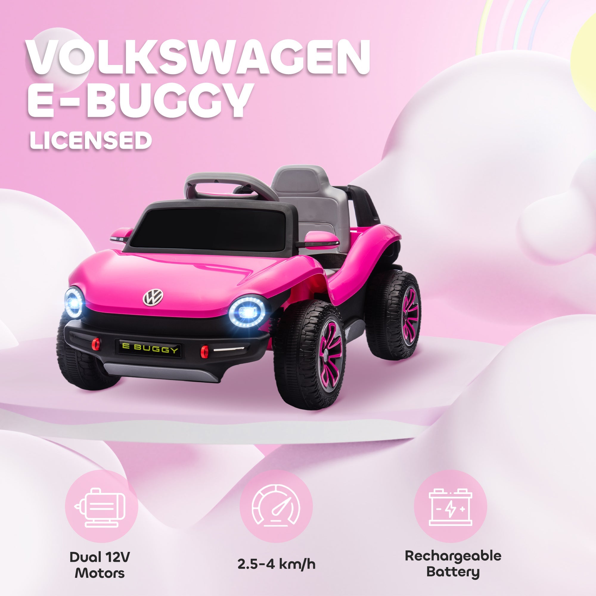 AIYAPLAY Volkswagen Licensed Kids Electric Car with Remote Control for Ages 3-6 Years, Pink AIYAPLAY Volkswagen Licensed Kids Electric Car with Remote Control for Ages 3-6 Years, Pink