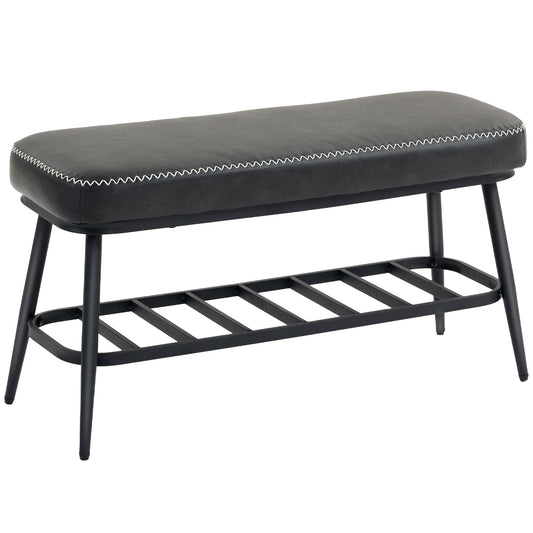 Elegant HOMCOM Luxury PU Leather Shoe Spacious Storage Modern Bench - Charcoal in Sophisticated Grey