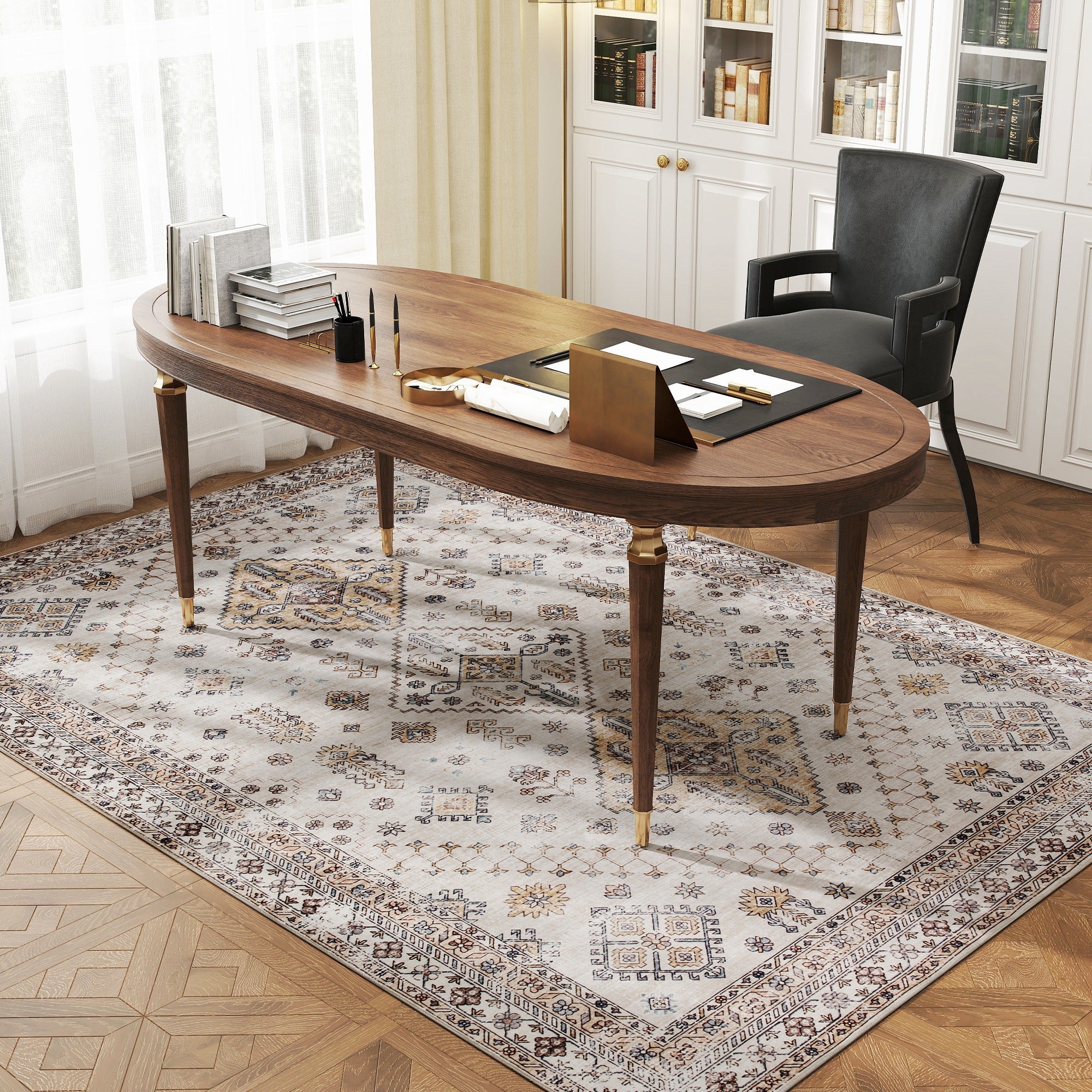 Elegant HOMCOM Vintage Area Rug, Non-Slip Washable Rug, Flannel Floor Carpet for Living Room, Bedroom, Dining Room, Home Office, 230 x 160 cm, Beige Elegant HOMCOM Vintage Area Rug, Non-Slip Washable Rug, Flannel Floor Carpet for Living Room, Bedroom, Dining Room, Home Office, 230 x 160 cm, Beige