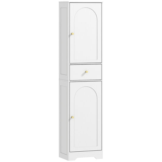 Elegant HOMCOM Tall Bathroom Cabinet with Arched Doors - White