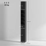 kleankin 180cm Slim Bathroom Cabinet, with Drawer, Shelves and Cupboards - Black kleankin 180cm Slim Bathroom Cabinet, with Drawer, Shelves and Cupboards - Black