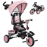 AIYAPLAY 6 in 1 Foldable Kids Trike with Adjustable Parent Handle & Canopy for Ages 1-5, Pink AIYAPLAY 6 in 1 Foldable Kids Trike with Adjustable Parent Handle & Canopy for Ages 1-5, Pink
