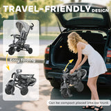 AIYAPLAY 6 in 1 Foldable Kids Trike with Adjustable Parent Handle & Canopy for Ages 1-5, in Sophisticated Grey AIYAPLAY 6 in 1 Foldable Kids Trike with Adjustable Parent Handle & Canopy for Ages 1-5, in Sophisticated Grey