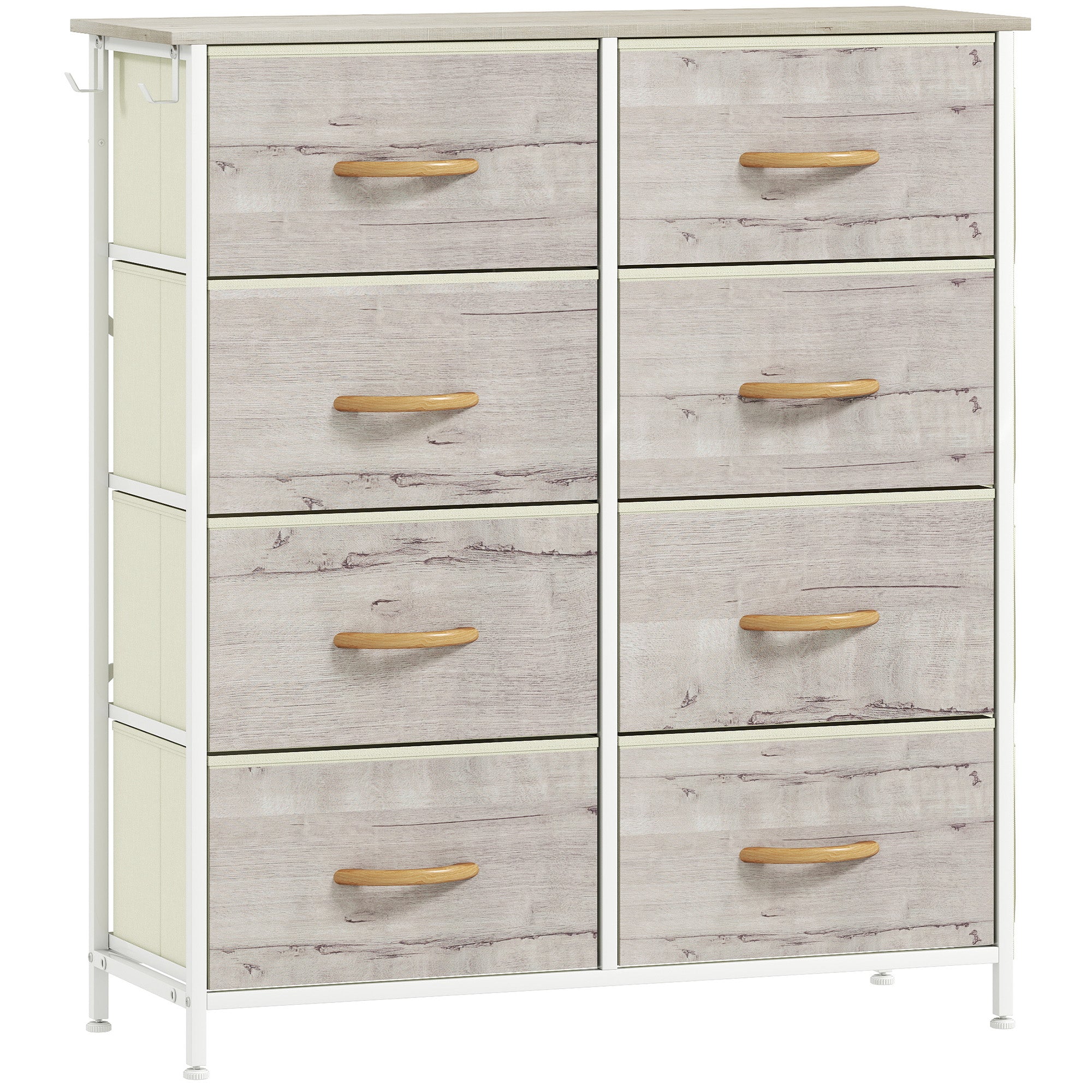 Elegant HOMCOM Chest of Eight Fabric Drawers - Natural Wood Finish Elegant HOMCOM Chest of Eight Fabric Drawers - Natural Wood Finish