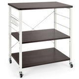 3 Tier Rolling Kitchen Baker's Rack with Adjustable Shelf and Hooks-Net Brown 3 Tier Rolling Kitchen Baker's Rack with Adjustable Shelf and Hooks-Net Brown