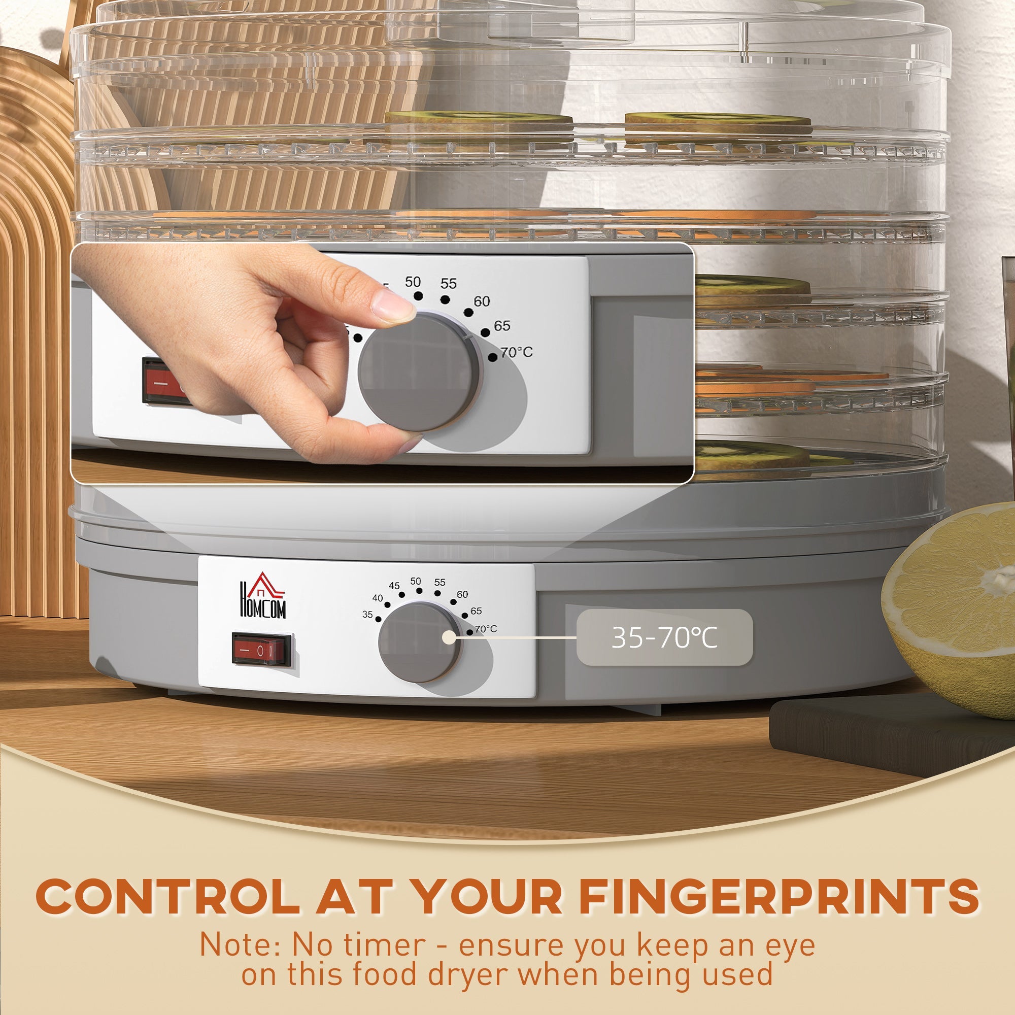 Elegant HOMCOM 5 Tier Food Dehydrator, 245W Food Dryer Machine with Adjustable Temperature Control for Drying Fruit, Meat, Vegetable, Jerky and Pet Treat, in Sophisticated Grey Elegant HOMCOM 5 Tier Food Dehydrator, 245W Food Dryer Machine with Adjustable Temperature Control for Drying Fruit, Meat, Vegetable, Jerky and Pet Treat, in Sophisticated Grey