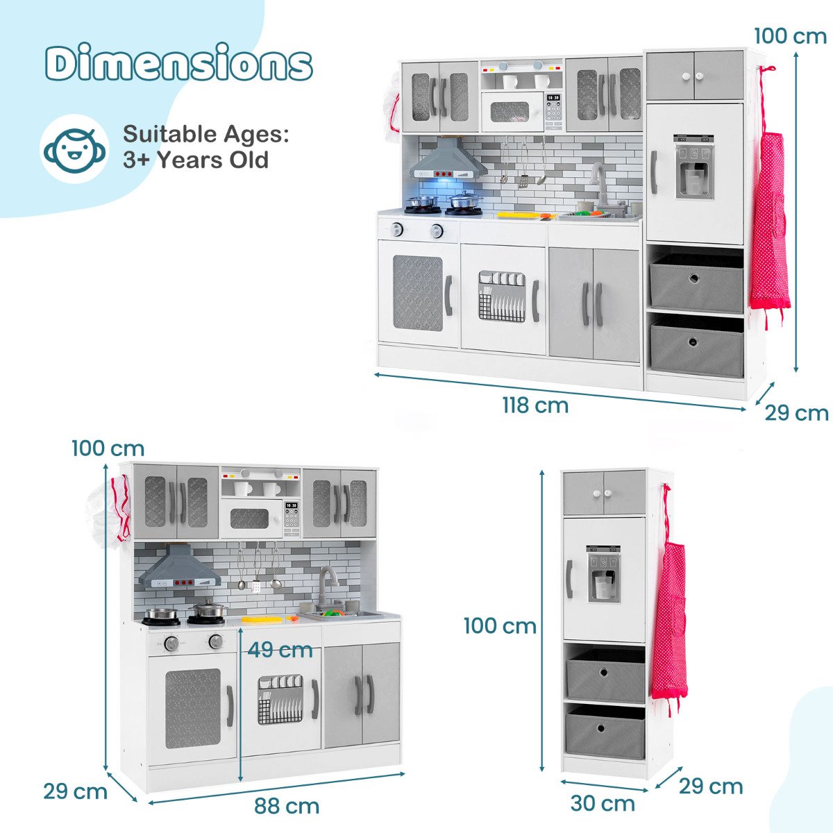 Kids Kitchen Playset with Lights and Sounds-in Sophisticated Grey Kids Kitchen Playset with Lights and Sounds-in Sophisticated Grey