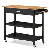 Kitchen Island with Open Shelves and Lockable Casters- Kitchen Island with Open Shelves and Lockable Casters-