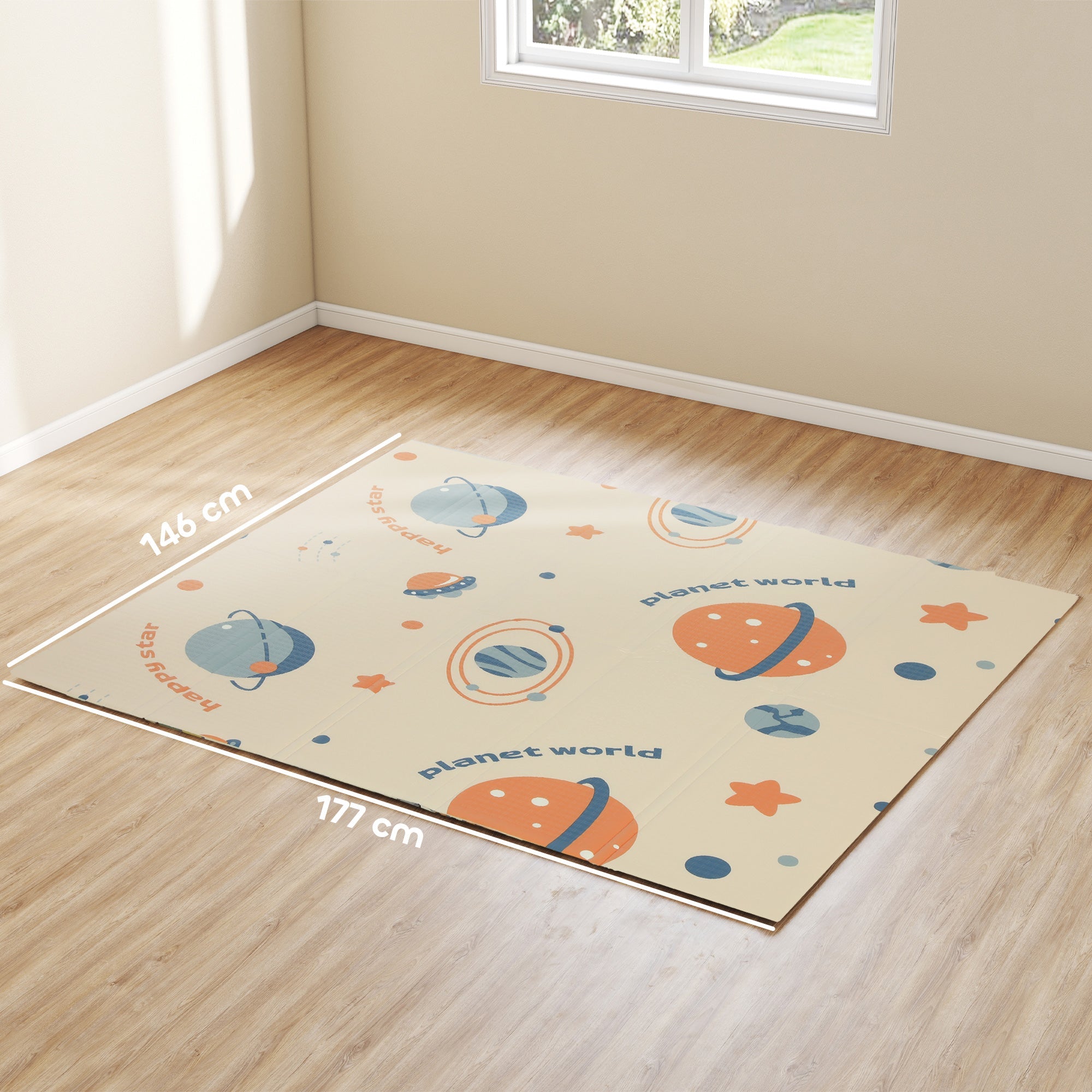 AIYAPLAY Space-Themed Baby Plat Mat Double Sided, Foldable, Water-Resistant for Outdoor/Indoor, 177 x 146 x 1.5cm AIYAPLAY Space-Themed Baby Plat Mat Double Sided, Foldable, Water-Resistant for Outdoor/Indoor, 177 x 146 x 1.5cm