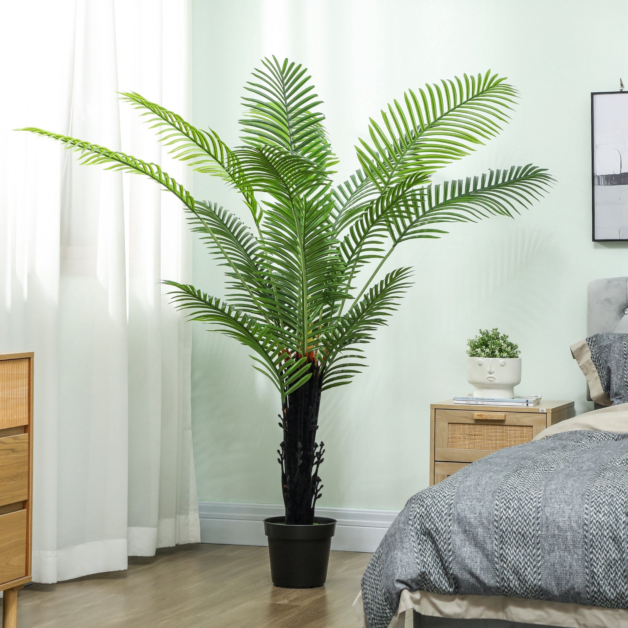 Elegant HOMCOM 175cm Artificial Areca Palm Tree with 16 PE Leaves, Decorative Artificial Plant with Plastic Pot and Flocked Soil, Fake Plant for Home Office Decor, Green Elegant HOMCOM 175cm Artificial Areca Palm Tree with 16 PE Leaves, Decorative Artificial Plant with Plastic Pot and Flocked Soil, Fake Plant for Home Office Decor, Green
