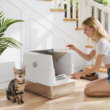 PawHut Extra Large Stainless Steel, Cat Litter Tray with Scoop, Flip Top PawHut Extra Large Stainless Steel, Cat Litter Tray with Scoop, Flip Top