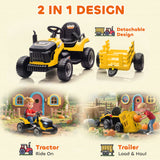 AIYAPLAY 12V Ride on Tractor and Trailer with Remote Control, Music, Shifter, Start-Up Sound, for Kids Ages 3-8 Years, Yellow AIYAPLAY 12V Ride on Tractor and Trailer with Remote Control, Music, Shifter, Start-Up Sound, for Kids Ages 3-8 Years, Yellow
