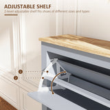 Elegant HOMCOM 2 Drawer Shoe Cabinet Modern Narrow Shoe Cupboard Hallway Wooden Spacious Storage Organiser with Flip Doors Adjustable Shelf for 6-12 Pairs, in Sophisticated Grey Elegant HOMCOM 2 Drawer Shoe Cabinet Modern Narrow Shoe Cupboard Hallway Wooden Spacious Storage Organiser with Flip Doors Adjustable Shelf for 6-12 Pairs, in Sophisticated Grey