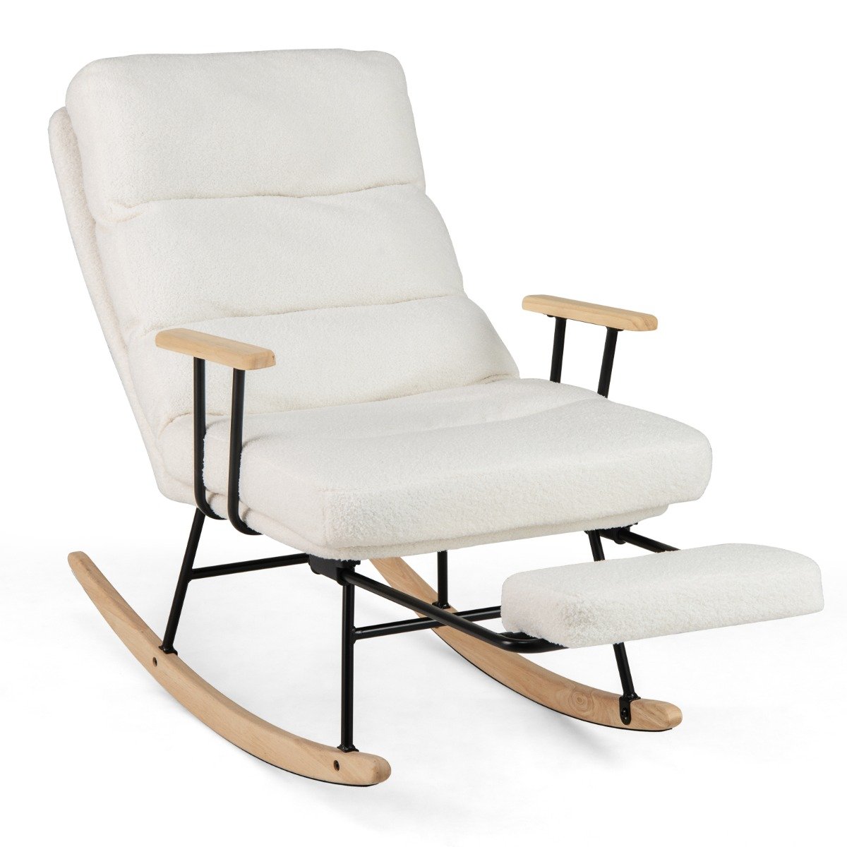 Nursery Rocking Chair Teddy Velvet Upholstered Rocking Chair- Nursery Rocking Chair Teddy Velvet Upholstered Rocking Chair-