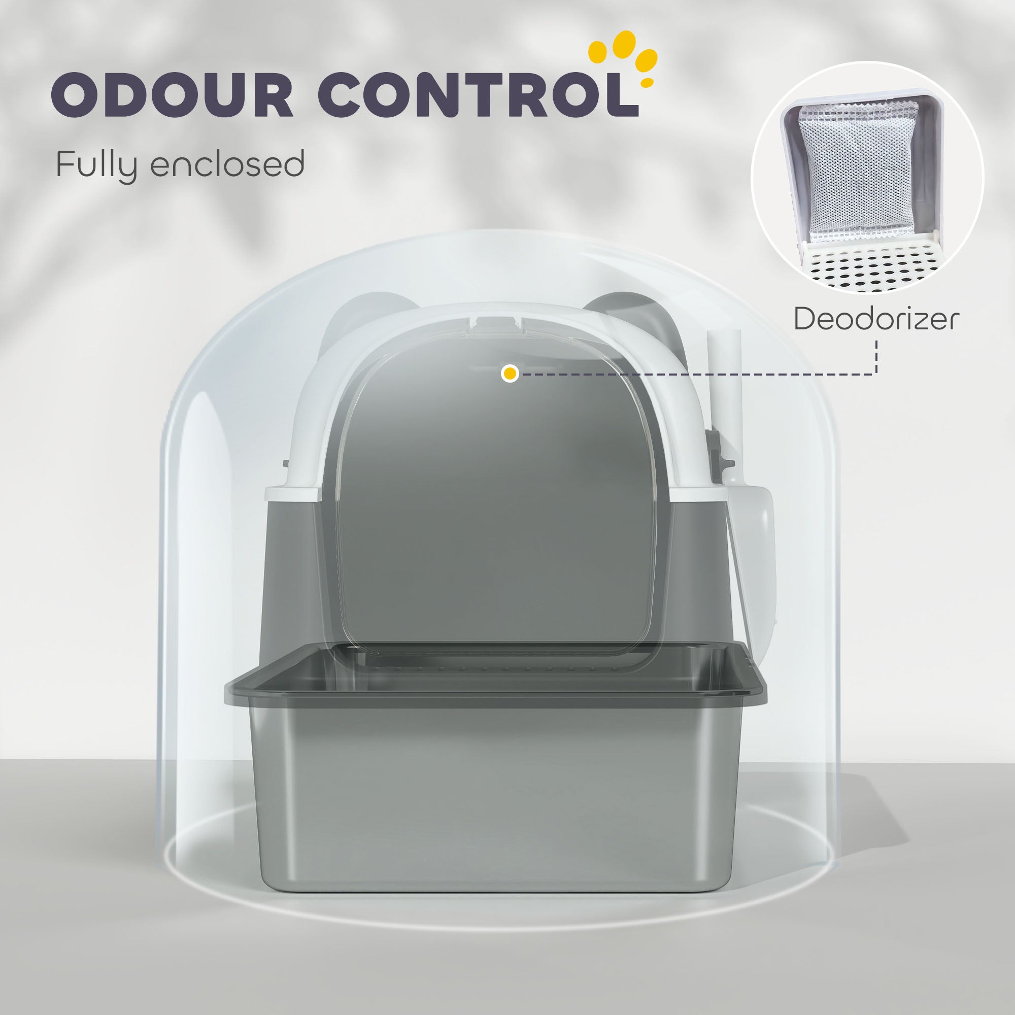 PawHut Panda Style XL Stainless Steel Cat Litter Box with Lid, Enclosed Kitty Litter Box with Scoop, 60 x 40 x 45 cm PawHut Panda Style XL Stainless Steel Cat Litter Box with Lid, Enclosed Kitty Litter Box with Scoop, 60 x 40 x 45 cm