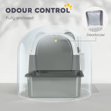 PawHut Panda Style XL Stainless Steel Cat Litter Box with Lid, Enclosed Kitty Litter Box with Scoop, 60 x 40 x 45 cm PawHut Panda Style XL Stainless Steel Cat Litter Box with Lid, Enclosed Kitty Litter Box with Scoop, 60 x 40 x 45 cm