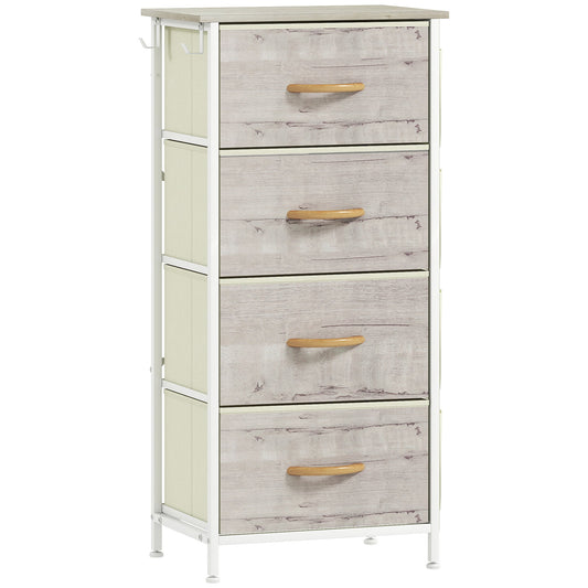 Elegant HOMCOM Chest of Four Fabric Drawers - Natural Wood Finish