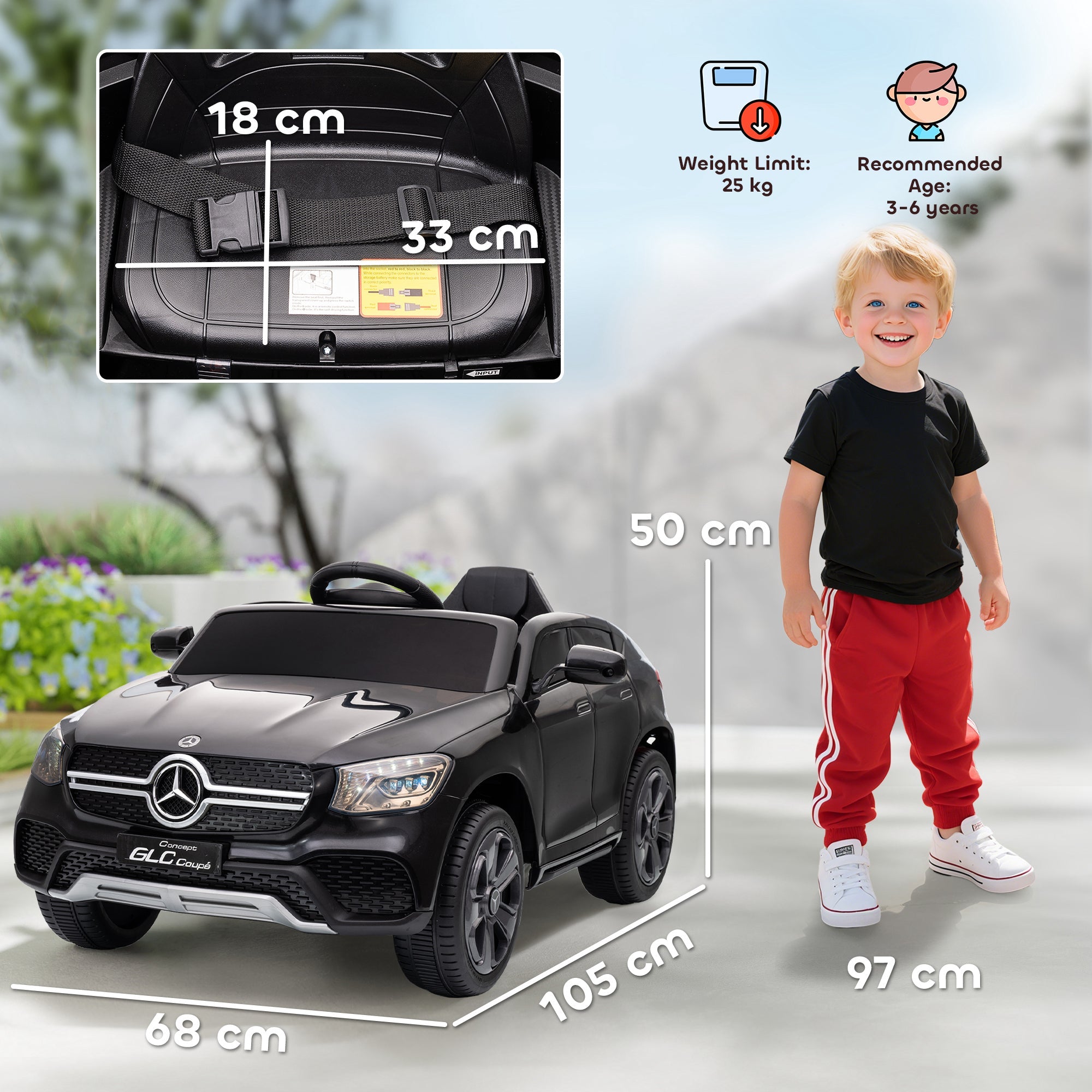 AIYAPLAY Mercedes-Benz GLC Licensed Kids Ride on Car with Remote Control, Soft Start, MP3, LED Headlights, Black AIYAPLAY Mercedes-Benz GLC Licensed Kids Ride on Car with Remote Control, Soft Start, MP3, LED Headlights, Black