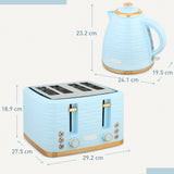 Elegant HOMCOM 3000W 1.7L Kettle & 4 Slice Toaster, Kettle and Toaster Set with 7 Browning Controls and Crumb Tray, Light Blue Elegant HOMCOM 3000W 1.7L Kettle & 4 Slice Toaster, Kettle and Toaster Set with 7 Browning Controls and Crumb Tray, Light Blue