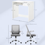 Vinsetto Home Office Chair and Computer Desk Set, Mesh Chair with with 90° Flip-up Armrest, Study Desk with Keyboard Tray and Drawer, White and in Sophisticated Grey Vinsetto Home Office Chair and Computer Desk Set, Mesh Chair with with 90° Flip-up Armrest, Study Desk with Keyboard Tray and Drawer, White and in Sophisticated Grey