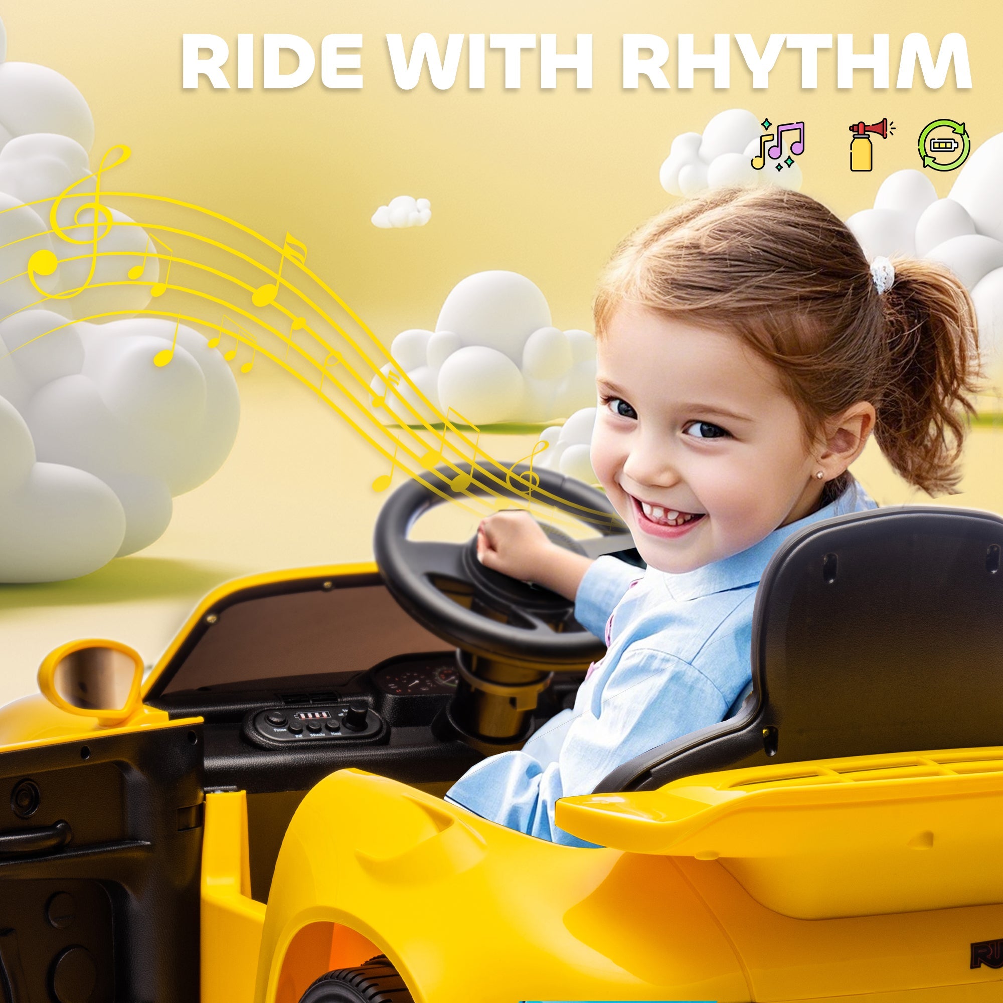 AIYAPLAY Licensed RUF CTR 2017 Electric Car for Kids, with Remote Control, Soft Start, MP3 Player, LED Lights, Yellow AIYAPLAY Licensed RUF CTR 2017 Electric Car for Kids, with Remote Control, Soft Start, MP3 Player, LED Lights, Yellow