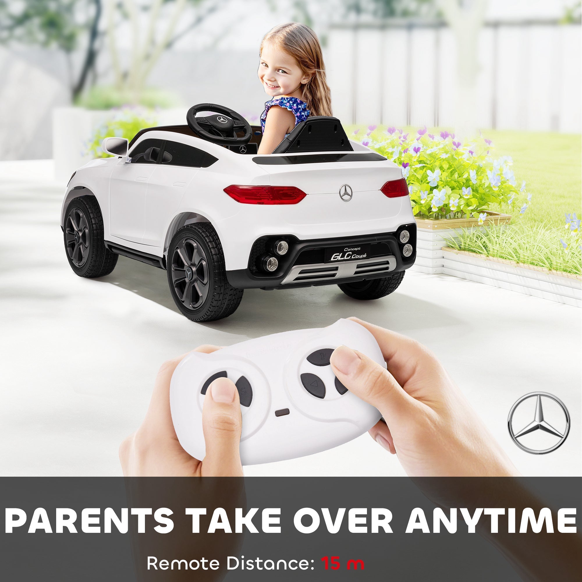AIYAPLAY Mercedes-Benz GLC Licensed Kids Ride on Car with Remote Control, Soft Start, MP3, LED Headlights, White AIYAPLAY Mercedes-Benz GLC Licensed Kids Ride on Car with Remote Control, Soft Start, MP3, LED Headlights, White