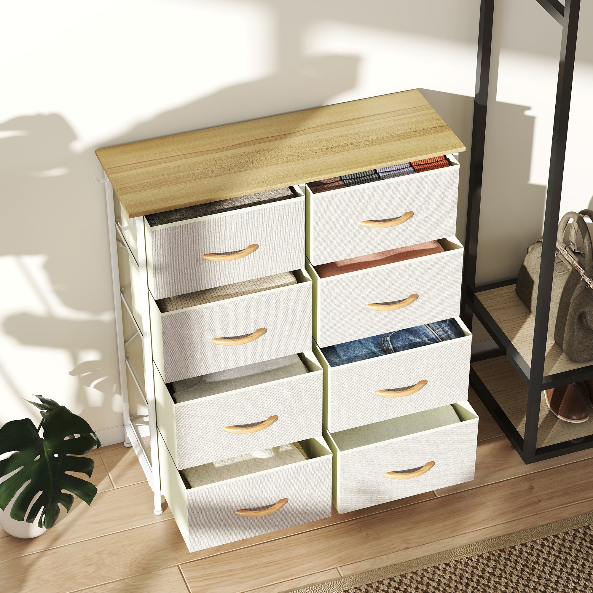 Elegant HOMCOM Chest of Eight Fabric Drawers - Beige Elegant HOMCOM Chest of Eight Fabric Drawers - Beige
