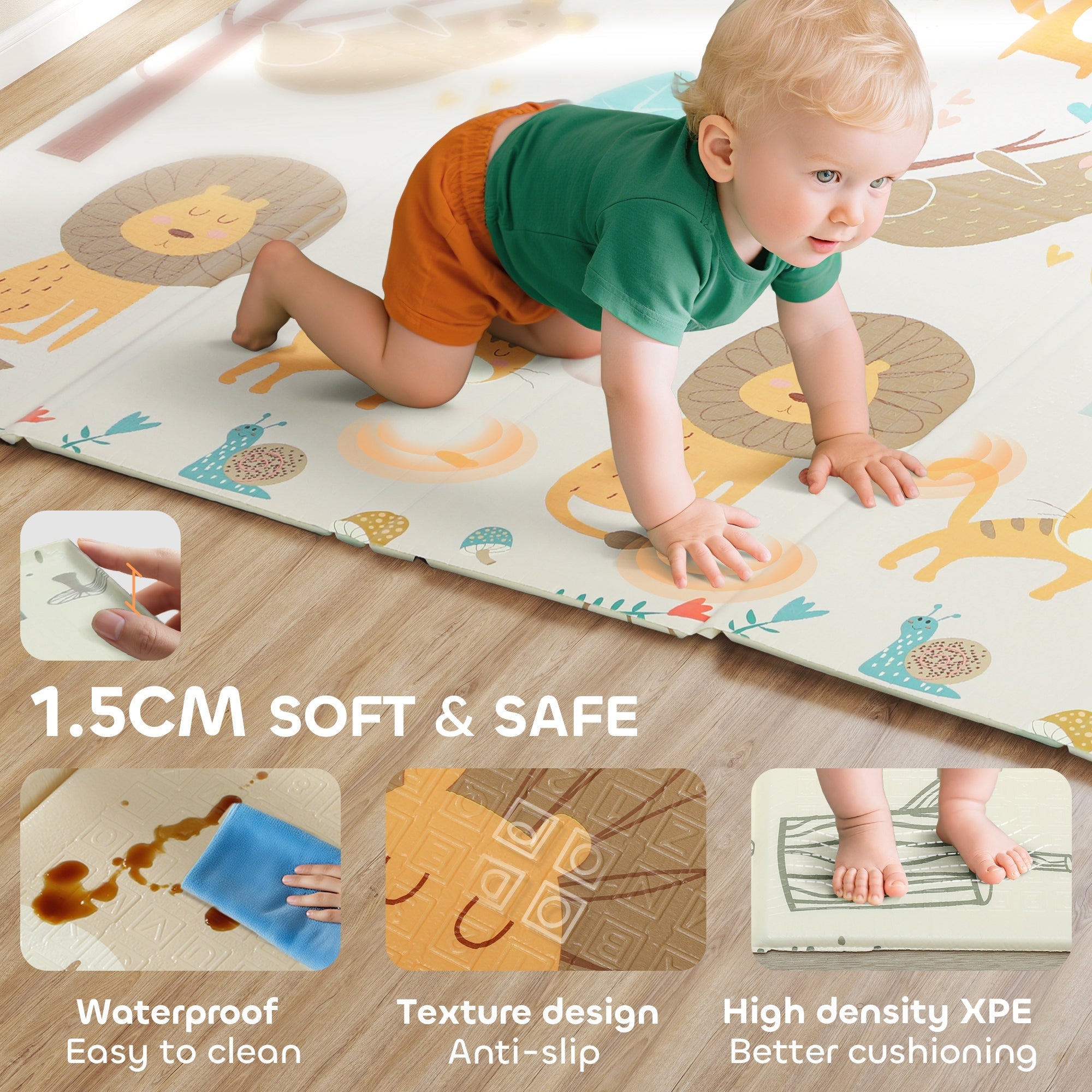 AIYAPLAY Baby Play Mat, Double Sideded Foldable Kids Crawling Mat, Reversible & Waterproof, Animal AIYAPLAY Baby Play Mat, Double Sideded Foldable Kids Crawling Mat, Reversible & Waterproof, Animal