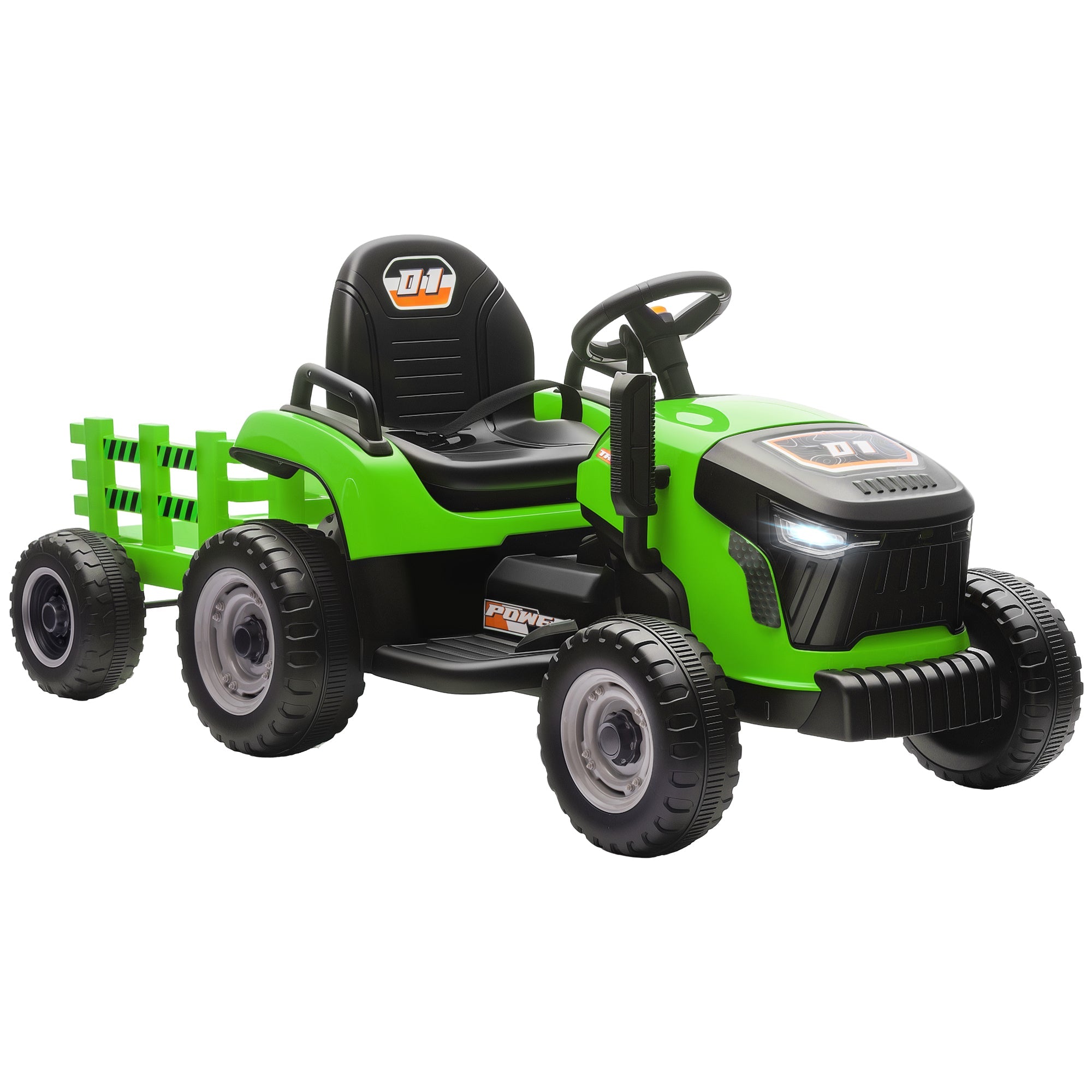 AIYAPLAY 12V Ride on Tractor and Trailer with Remote Control, Music, Shifter, Start-Up Sound, for Kids Ages 3-8 Years, Green AIYAPLAY 12V Ride on Tractor and Trailer with Remote Control, Music, Shifter, Start-Up Sound, for Kids Ages 3-8 Years, Green