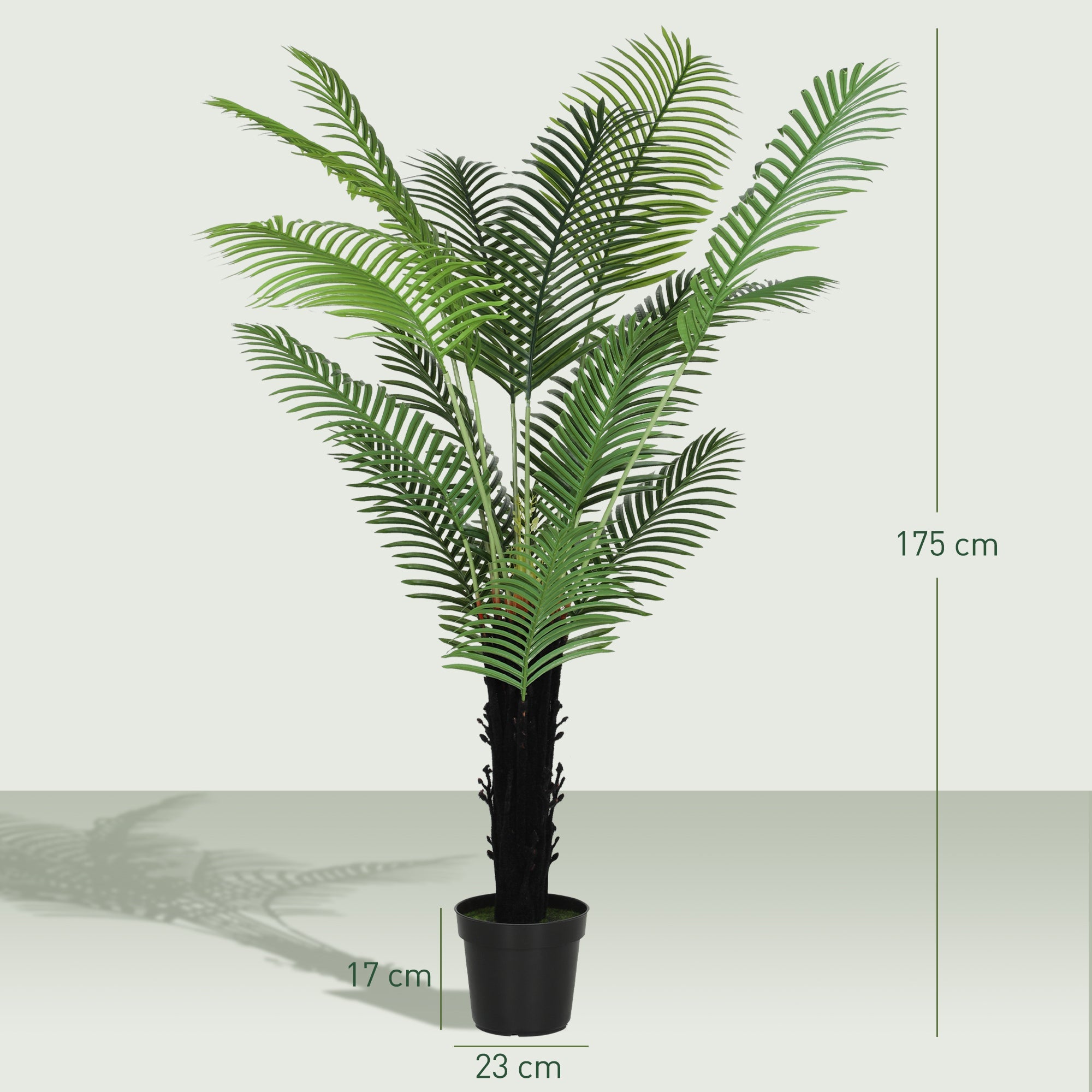 Elegant HOMCOM 175cm Artificial Areca Palm Tree with 16 PE Leaves, Decorative Artificial Plant with Plastic Pot and Flocked Soil, Fake Plant for Home Office Decor, Green Elegant HOMCOM 175cm Artificial Areca Palm Tree with 16 PE Leaves, Decorative Artificial Plant with Plastic Pot and Flocked Soil, Fake Plant for Home Office Decor, Green