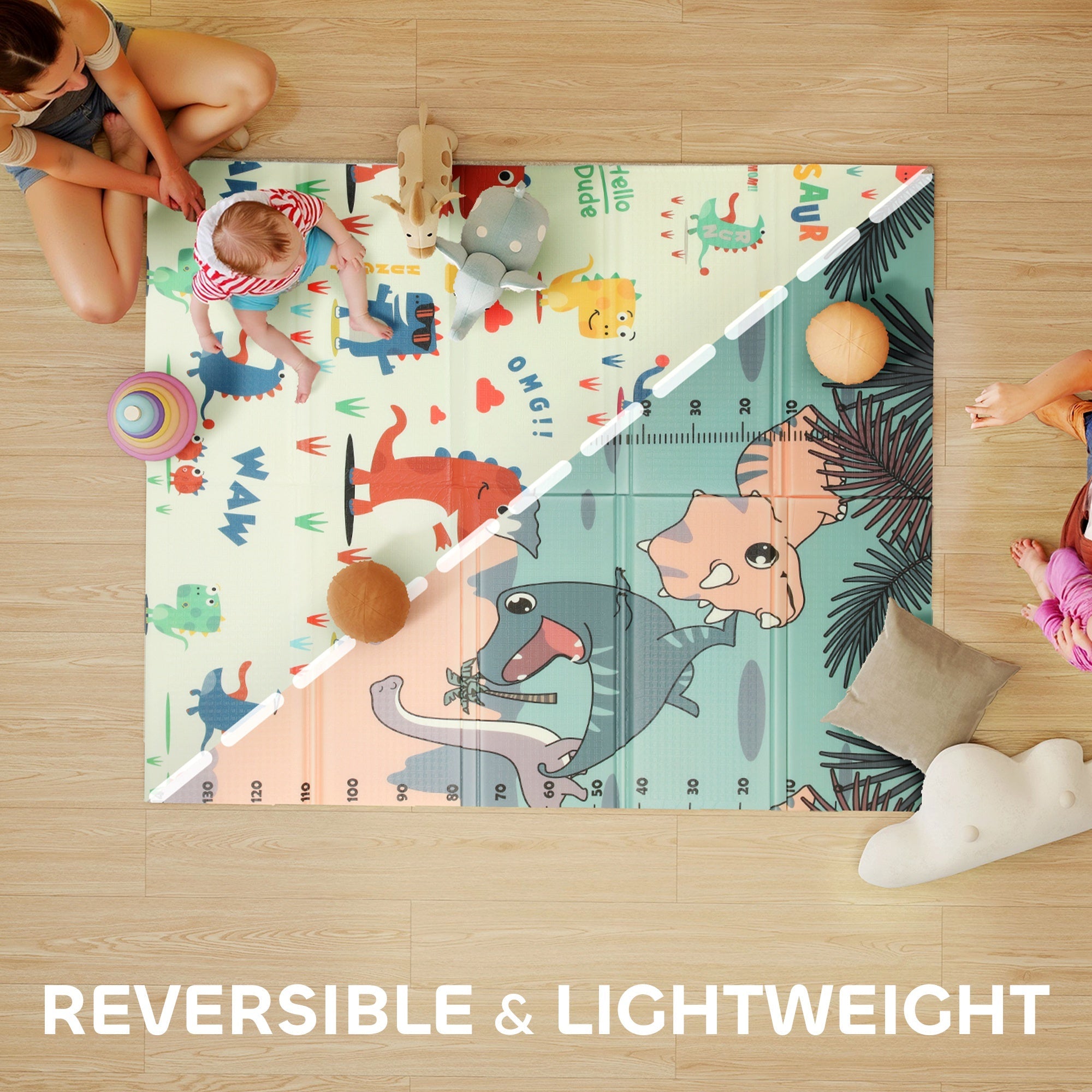 AIYAPLAY Dinosaur-Themed Baby Plat Mat Double Sided, Foldable, Water-Resistant for Outdoor/Indoor, 177 x 146 x 1.5cm AIYAPLAY Dinosaur-Themed Baby Plat Mat Double Sided, Foldable, Water-Resistant for Outdoor/Indoor, 177 x 146 x 1.5cm