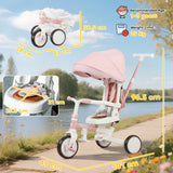 AIYAPLAY 5 in 1 Kids Trike with Adjustable Backrest, Toddler Tricycle with Push Handlebar, Adjustable Backrest, Pink AIYAPLAY 5 in 1 Kids Trike with Adjustable Backrest, Toddler Tricycle with Push Handlebar, Adjustable Backrest, Pink