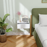 Elegant HOMCOM Floating Bedside Table, Wall-Mounted Nightstand with Spacious Storage Drawer, Small Side End Table for Bedroom, White Elegant HOMCOM Floating Bedside Table, Wall-Mounted Nightstand with Spacious Storage Drawer, Small Side End Table for Bedroom, White
