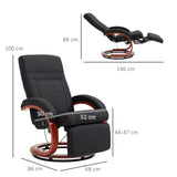 Elegant HOMCOM 135° Manual Reclining Swivel Chair, with Footrest - Black Elegant HOMCOM 135° Manual Reclining Swivel Chair, with Footrest - Black