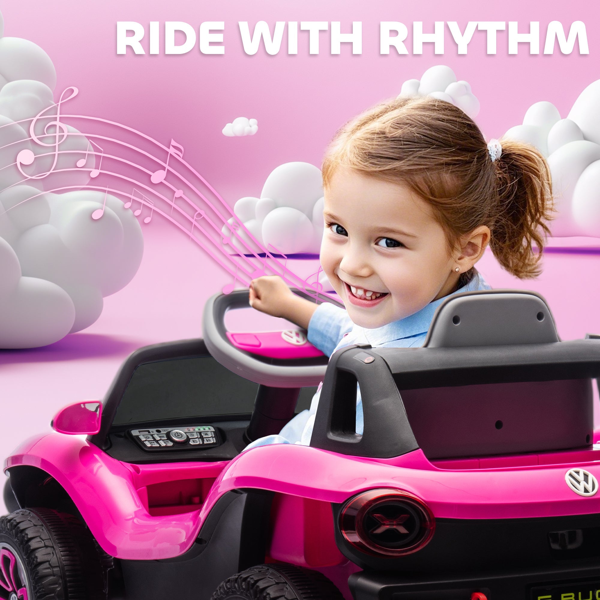 AIYAPLAY Volkswagen Licensed Kids Electric Car with Remote Control for Ages 3-6 Years, Pink AIYAPLAY Volkswagen Licensed Kids Electric Car with Remote Control for Ages 3-6 Years, Pink