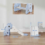 AIYAPLAY 3 in 1 Kids Slide with Climber, Basketball Hoop and Ball, Giraffe Shape Climber Slide for Indoor Kids Age 1-3, Blue AIYAPLAY 3 in 1 Kids Slide with Climber, Basketball Hoop and Ball, Giraffe Shape Climber Slide for Indoor Kids Age 1-3, Blue