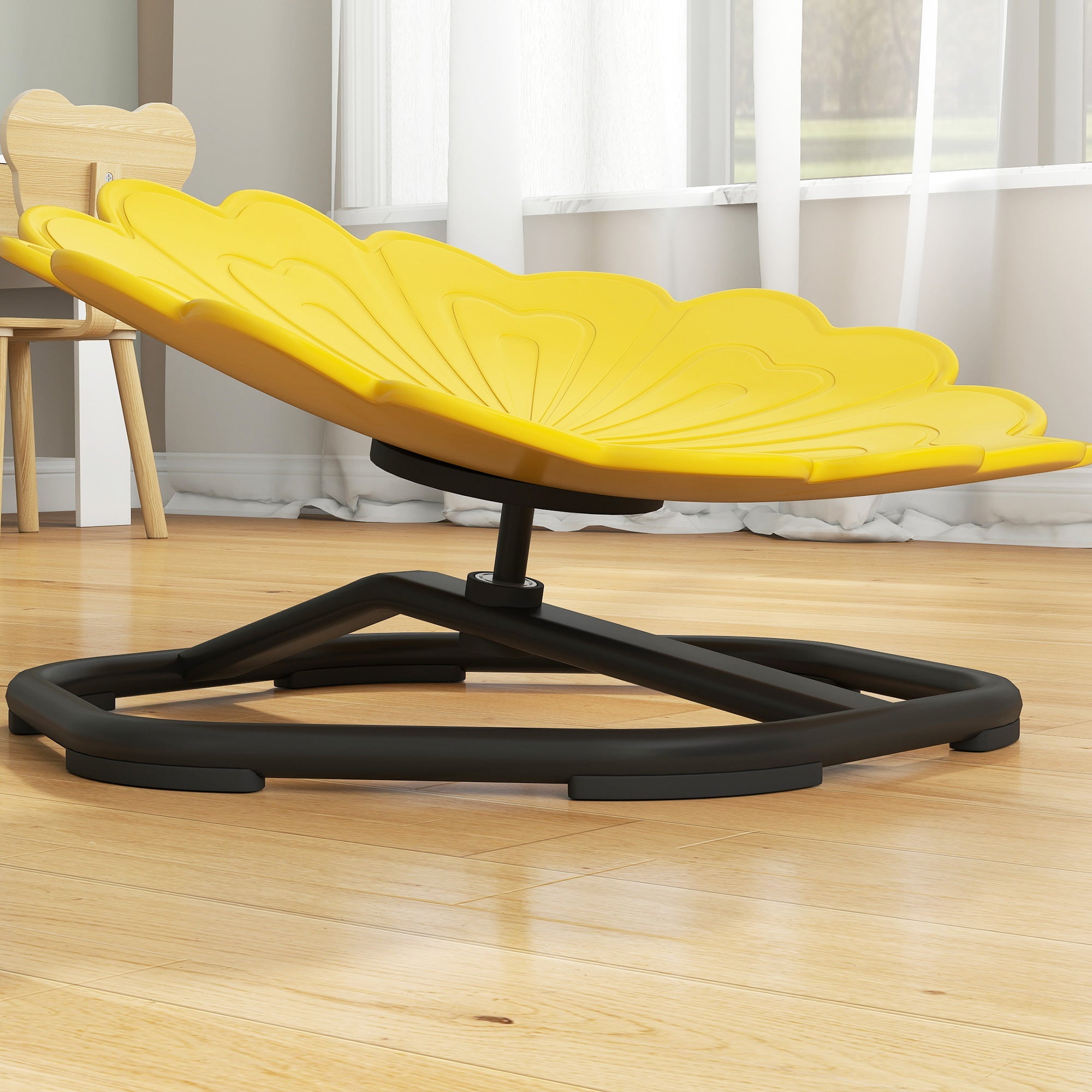 AIYAPLAY Flower-Shaped Sensory Spinning Chair with Non-Slip Base for Balance/Coordination, Yellow AIYAPLAY Flower-Shaped Sensory Spinning Chair with Non-Slip Base for Balance/Coordination, Yellow