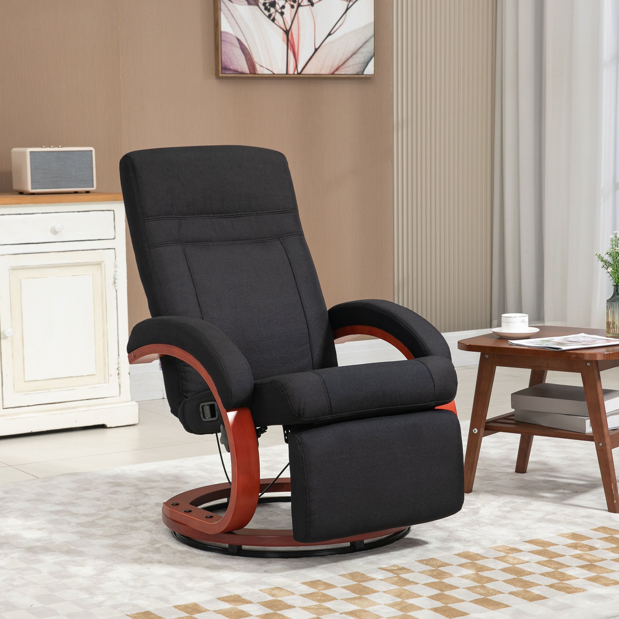 Elegant HOMCOM 135° Manual Reclining Swivel Chair, with Footrest - Black Elegant HOMCOM 135° Manual Reclining Swivel Chair, with Footrest - Black