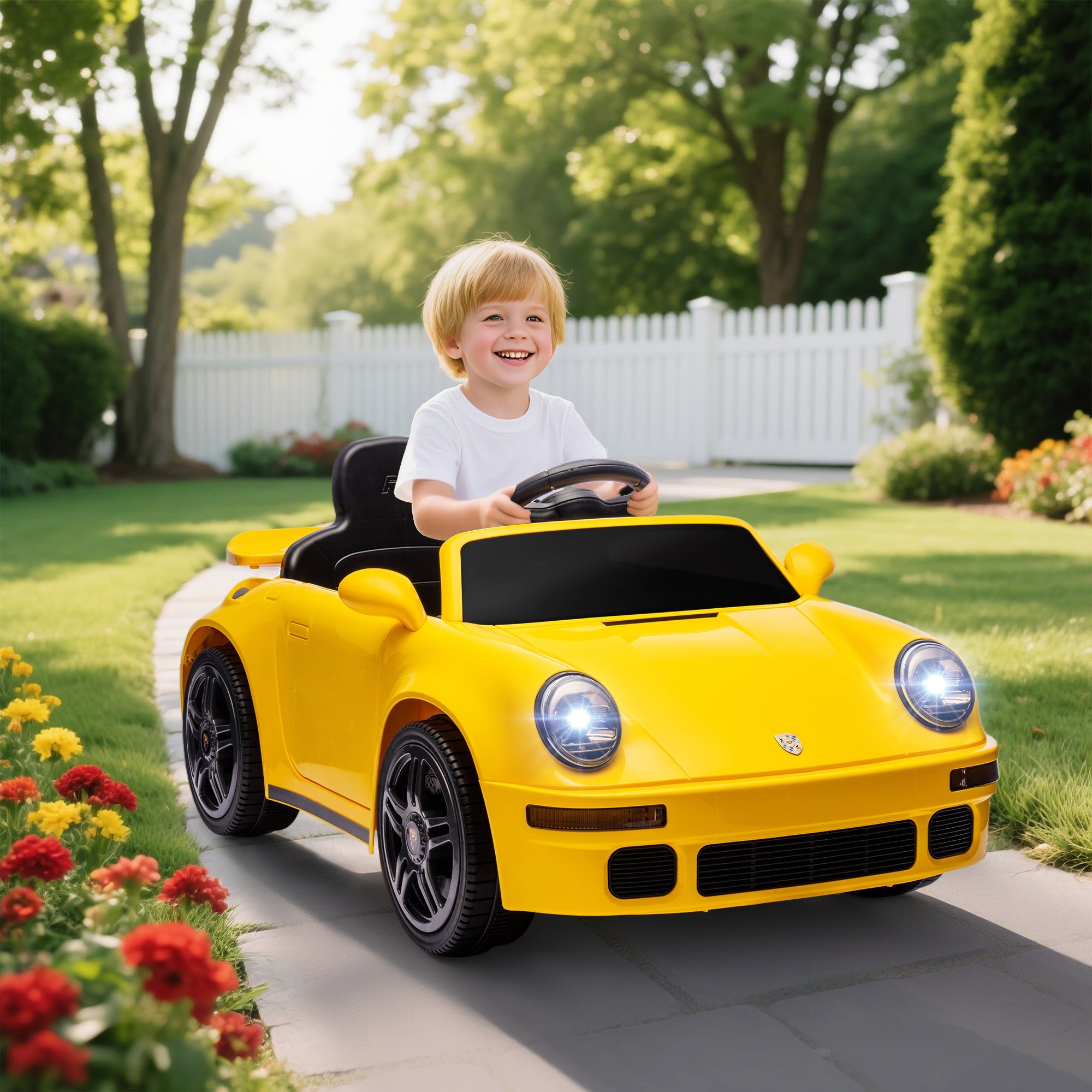 AIYAPLAY Licensed RUF CTR 2017 Electric Car for Kids, with Remote Control, Soft Start, MP3 Player, LED Lights, Yellow AIYAPLAY Licensed RUF CTR 2017 Electric Car for Kids, with Remote Control, Soft Start, MP3 Player, LED Lights, Yellow