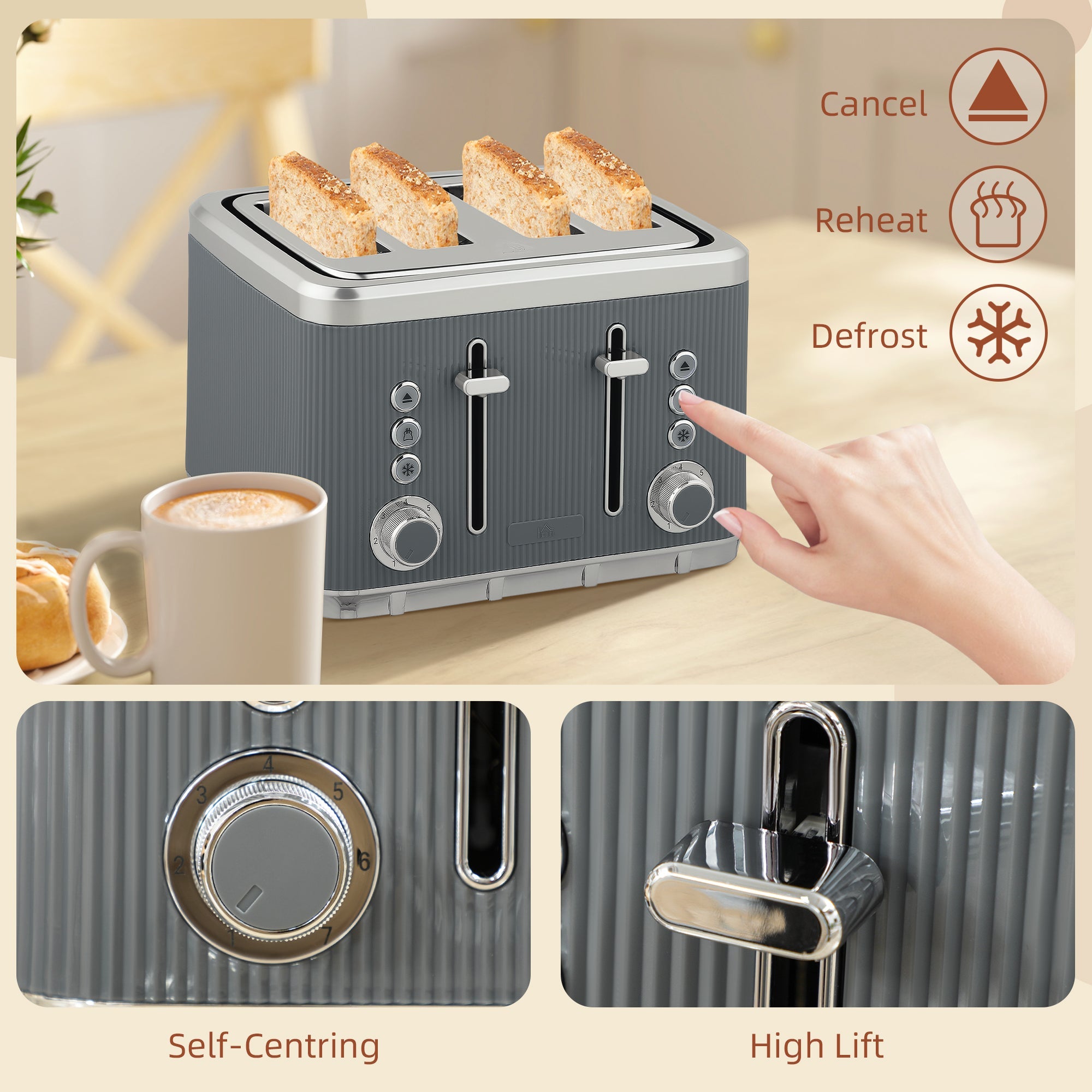 Elegant HOMCOM Electric Kettle and Toaster Set, 3000W 1.7L UK Strix Thermostat Rapid Boil Jug Kettle with Limescale Filter, Cool Touch Body, 4 Slice Toaster with 7 Browning Controls, Crumb Tray, in Sophisticated Grey Elegant HOMCOM Electric Kettle and Toaster Set, 3000W 1.7L UK Strix Thermostat Rapid Boil Jug Kettle with Limescale Filter, Cool Touch Body, 4 Slice Toaster with 7 Browning Controls, Crumb Tray, in Sophisticated Grey