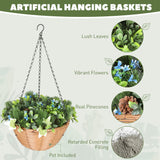 Elegant HOMCOM Artificial Flowers in Basket Set of 2, Artificial Hanging Baskets with PE Leaves, 18 Flowers and 3 Pinecones in Pot, Decorative Faux Plant for Home Office Decor, Green Elegant HOMCOM Artificial Flowers in Basket Set of 2, Artificial Hanging Baskets with PE Leaves, 18 Flowers and 3 Pinecones in Pot, Decorative Faux Plant for Home Office Decor, Green