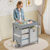 AIYAPLAY Baby Changing Unit with 4 Spacious Storage Drawers, Mat for Bedroom Nursery, 84 x 84.5 cm, in Sophisticated Grey AIYAPLAY Baby Changing Unit with 4 Spacious Storage Drawers, Mat for Bedroom Nursery, 84 x 84.5 cm, in Sophisticated Grey