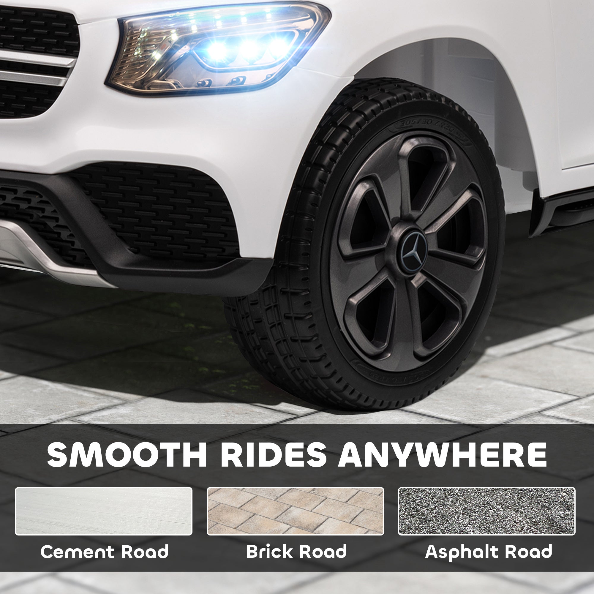 AIYAPLAY Mercedes-Benz GLC Licensed Kids Ride on Car with Remote Control, Soft Start, MP3, LED Headlights, White AIYAPLAY Mercedes-Benz GLC Licensed Kids Ride on Car with Remote Control, Soft Start, MP3, LED Headlights, White