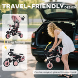 AIYAPLAY 6 in 1 Foldable Kids Trike with Adjustable Parent Handle & Canopy for Ages 1-5, Pink AIYAPLAY 6 in 1 Foldable Kids Trike with Adjustable Parent Handle & Canopy for Ages 1-5, Pink